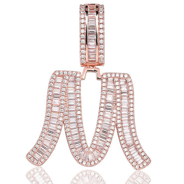 Rose Gold Baguette Initial Necklace