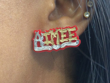 Onyx Name Plate Earring