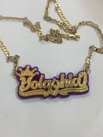 Onyx Crown Name Plate Necklace