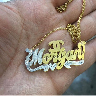 14K GP Double Name Plated Necklace