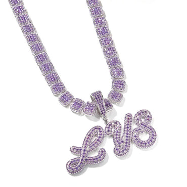 Purple Platinum Plated CZ Name Plate