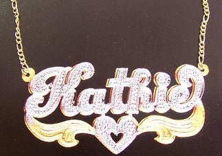 10K Double Name Plate Necklace