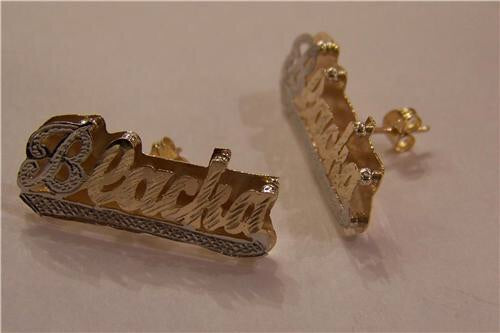 10K Double Plated Name Earring