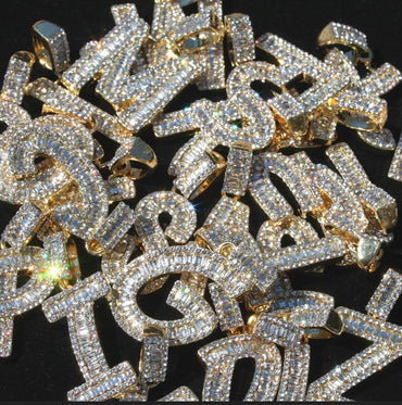 Gold Baguette Initial Necklace