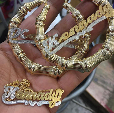 14k GP Bamboo Earring Set