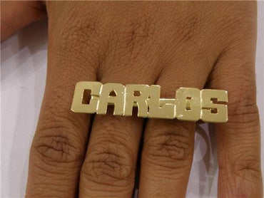 14K G Block Style 2 Finger Ring