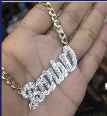 14K Double Plated Diamond Etched Necklace