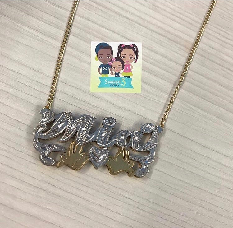 14K GP Double Name Plated Necklace