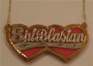 Onyx Double Heart Name Necklace