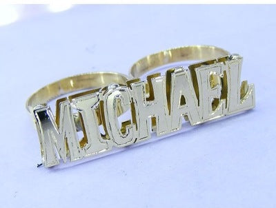 Personalized Crown Two 2 Finger Name Ring , Any Name / Any Sizes - Etsy